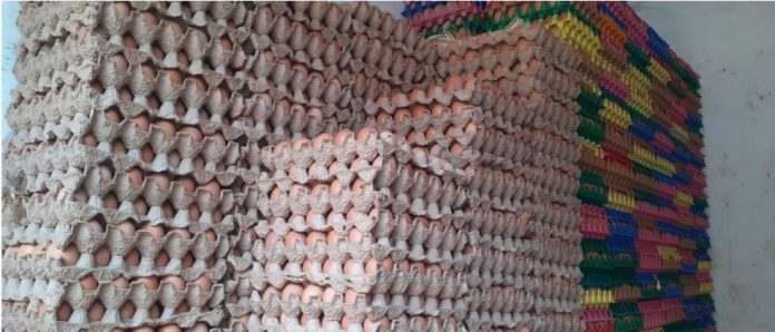 trays of eggs in kisenyi awaiting buyers.